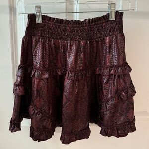 Pants Store Maroon Snakeskin Ruffle Skirt